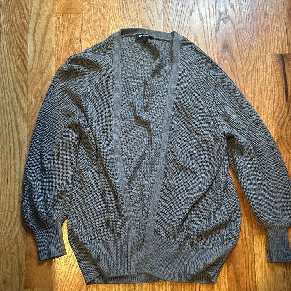 Express Gray Knit Cardigan Sweater